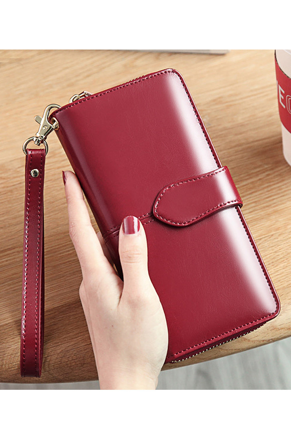 Women Solid Pattern Card Holder Zipper Wallet