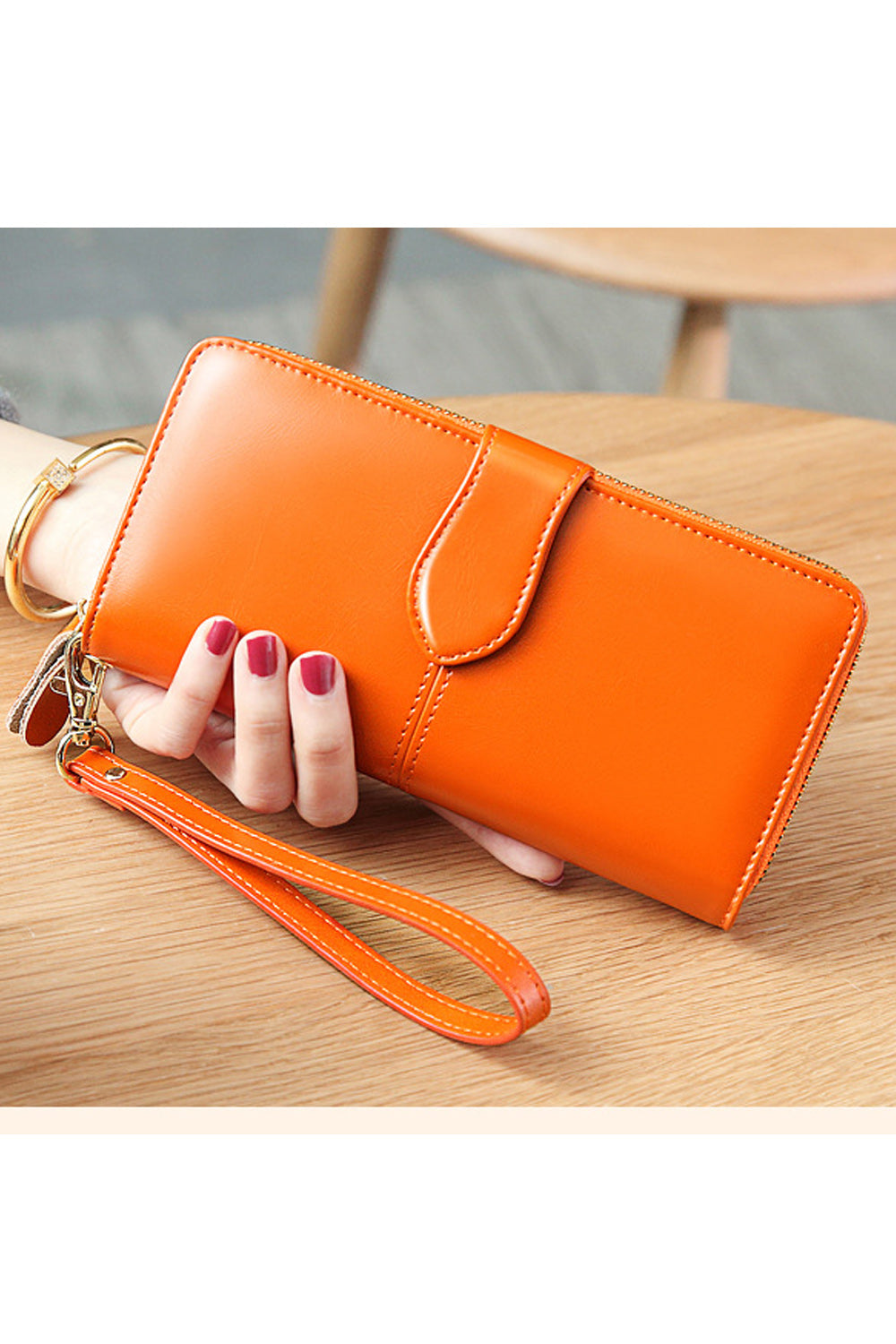 Women Solid Pattern Card Holder Zipper Wallet
