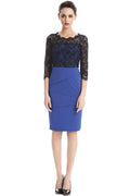 Women Fashion Lace Up Elbow Sleeve Contrast Dress