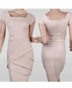 Women Thin Zipper Back Small Sleeve Bodycon Dress