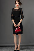 Women Trend Round Neck Slim Lace Dress