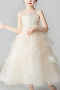 Kids Girls Lovely Ruffled Decorated Sleeveless Cute Dress