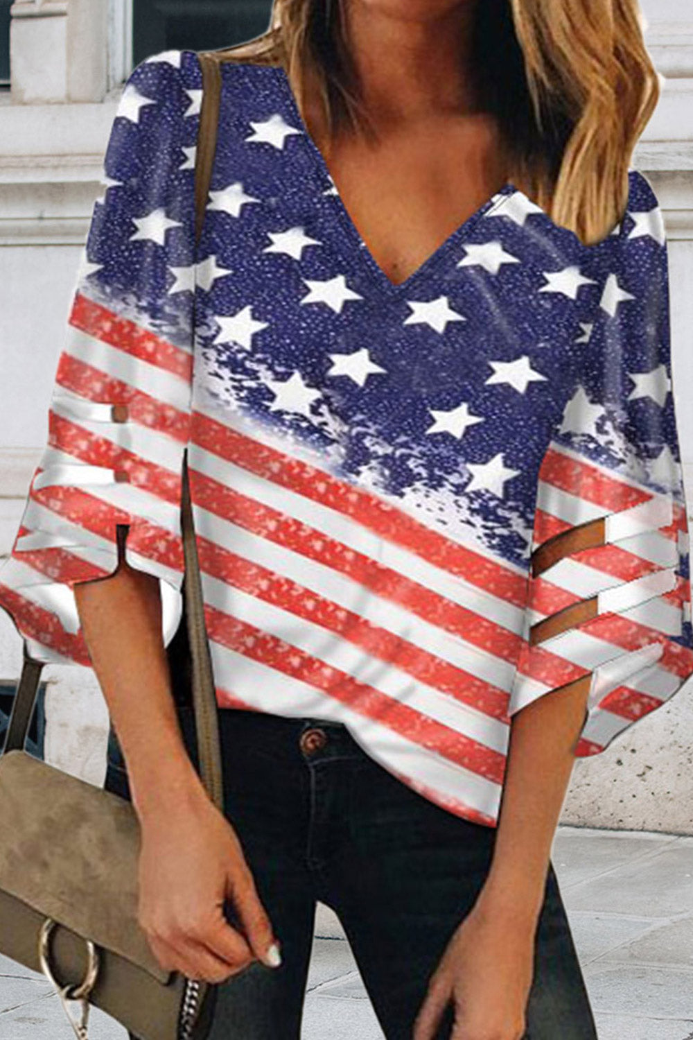 Women Flag Printed Casual Summer Style Top