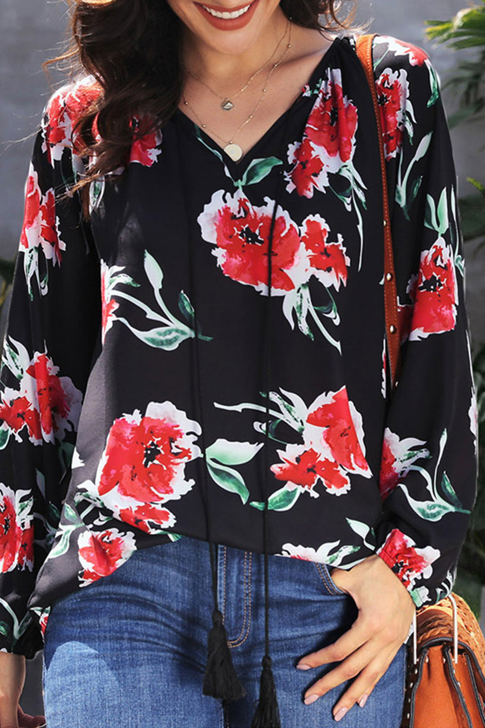 Women Pretty Floral Printed Long Sleeve Chiffon Shirt