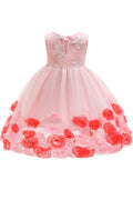 Kids Girls Embroidered Back Keyhole Flower Dress