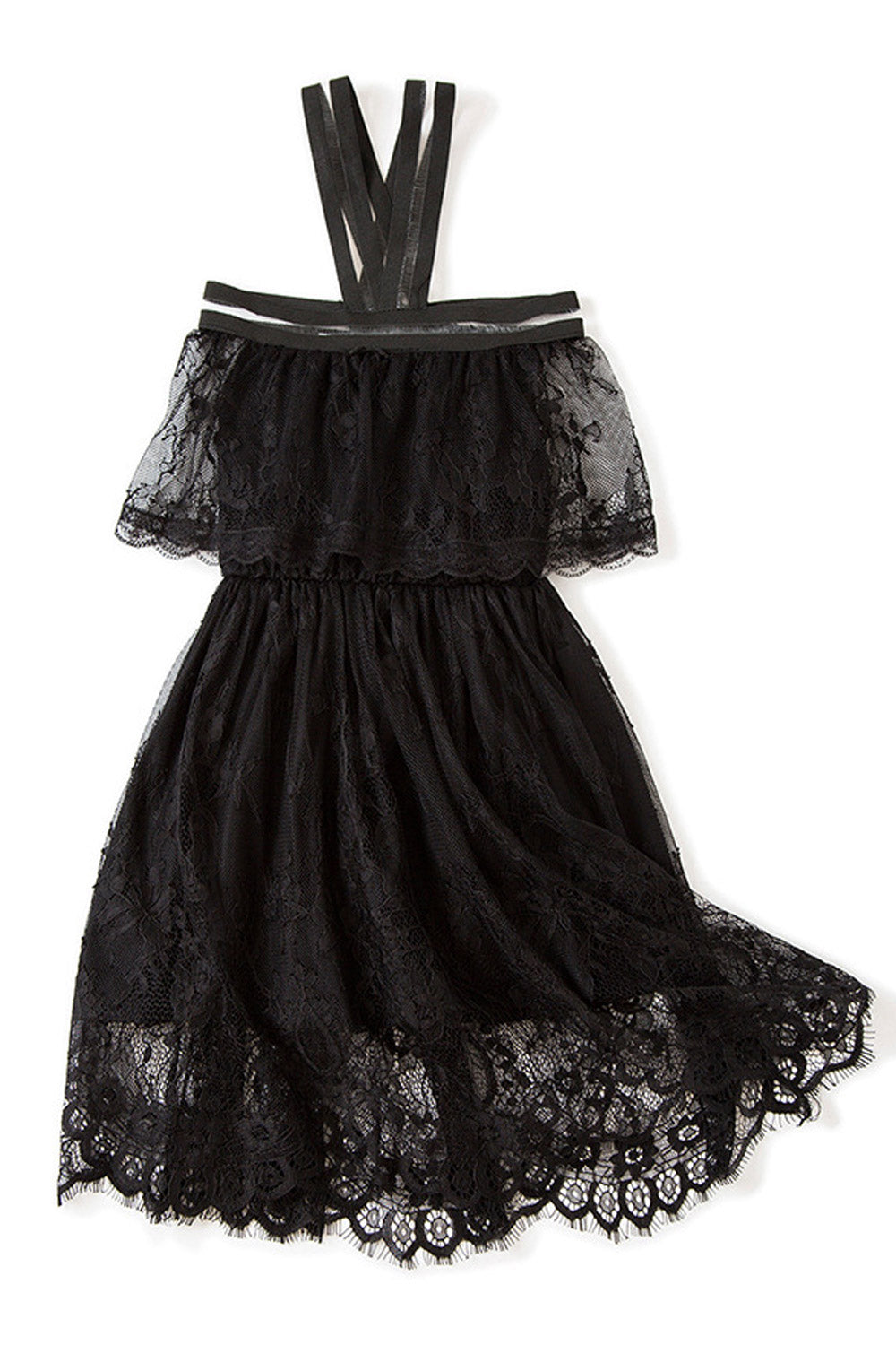 Kids Girls Strap Neck Beautiful Lace Party Dress
