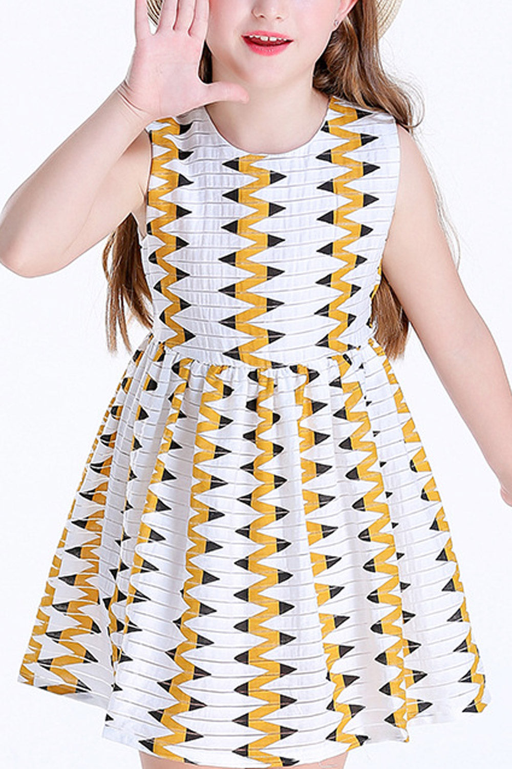 Kids Girls Printed Pattern Cute Sleeveless Dress