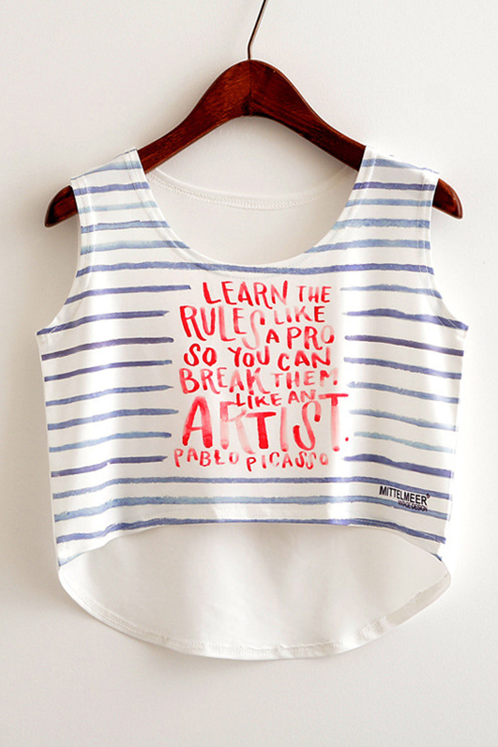 Women Graphic Printed Sleeveless High Low Hem Camisole Top