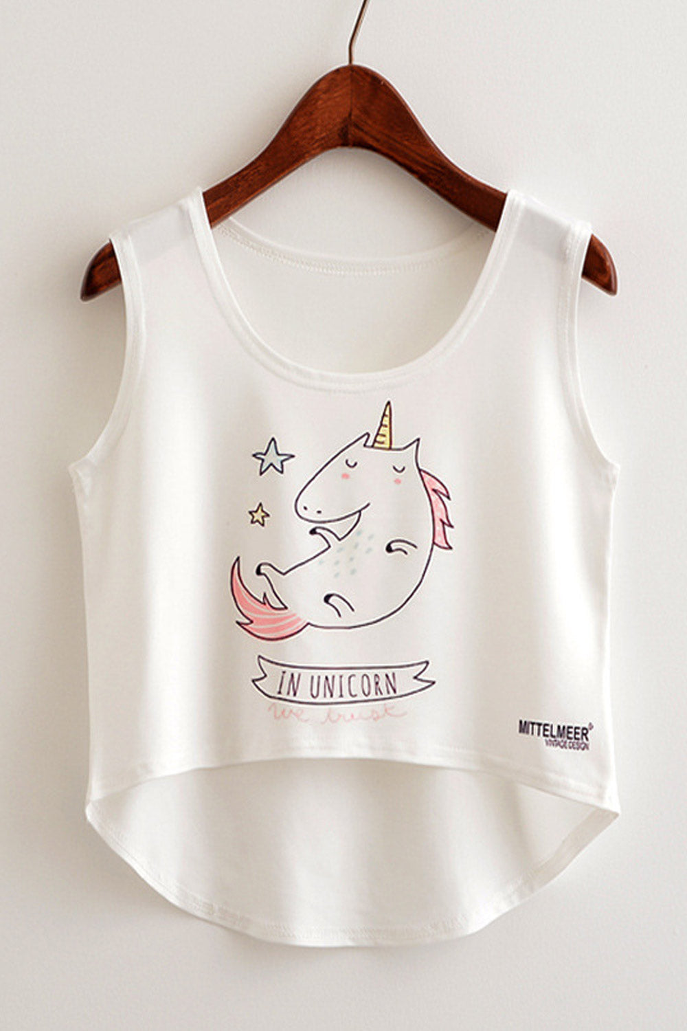 Women Cartoon Print Round Neck Casual Camisole Top