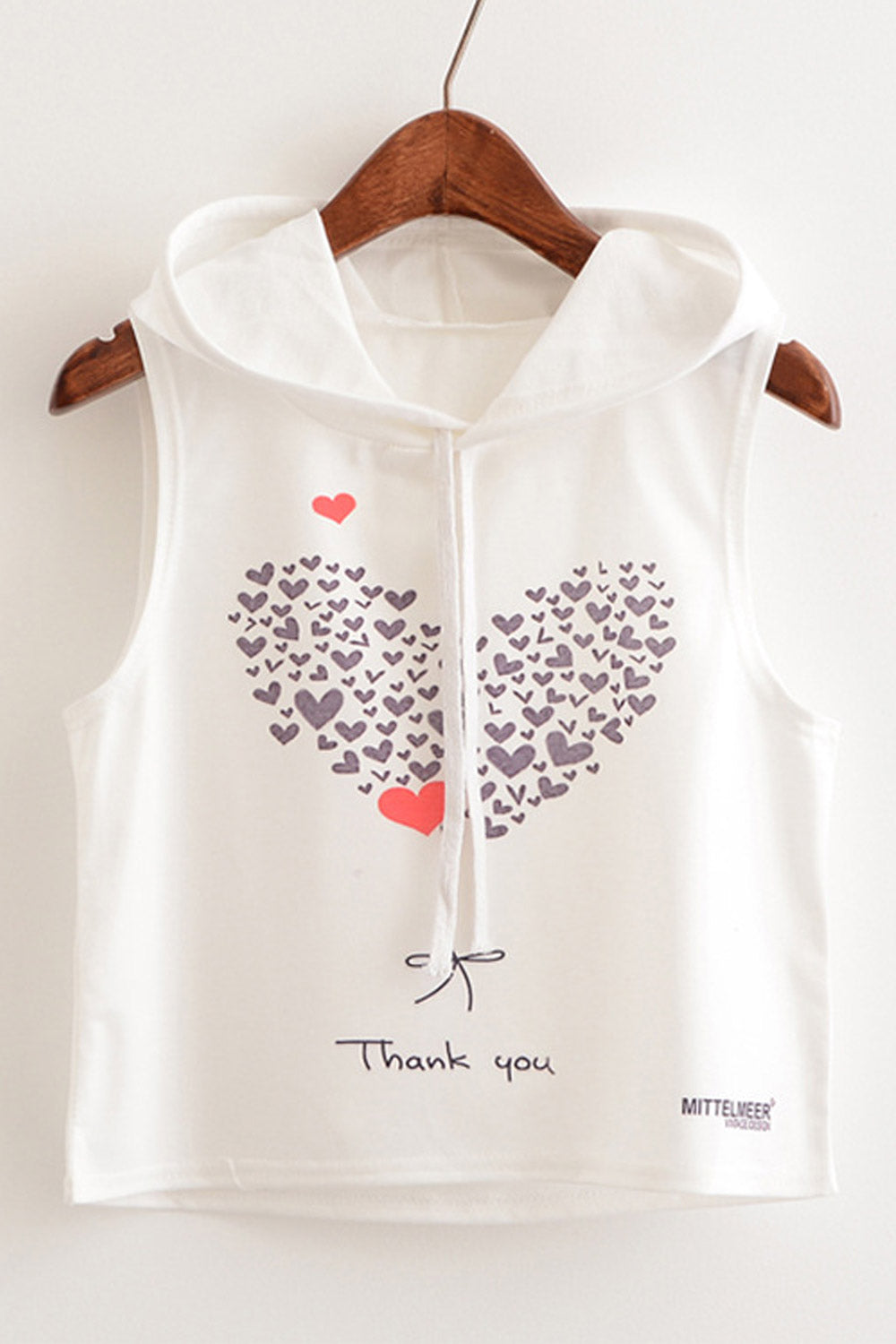 Women Hooded Neck Heart Printed Camisole Top