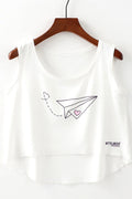 Women Cropped Airplane Printed Camisole Top
