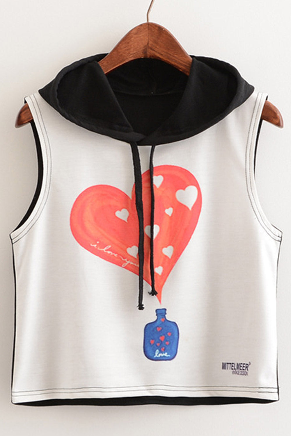 Women Heart Printed Hooded Neck Camisole Top