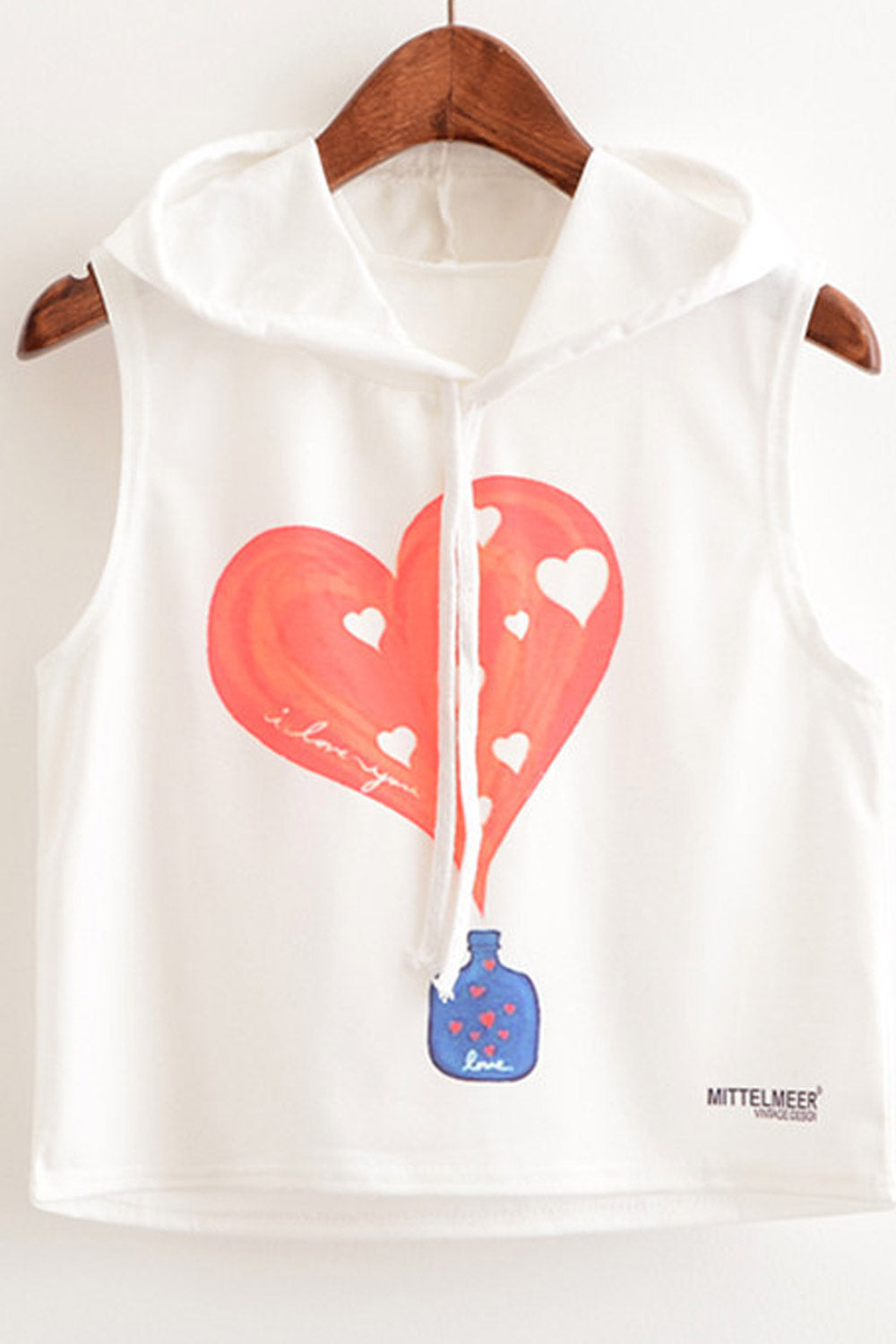 Women Heart Printed Hooded Neck Camisole Top
