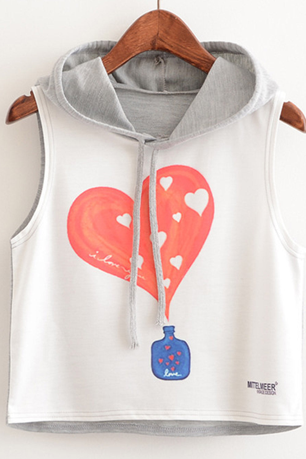 Women Heart Printed Hooded Neck Camisole Top