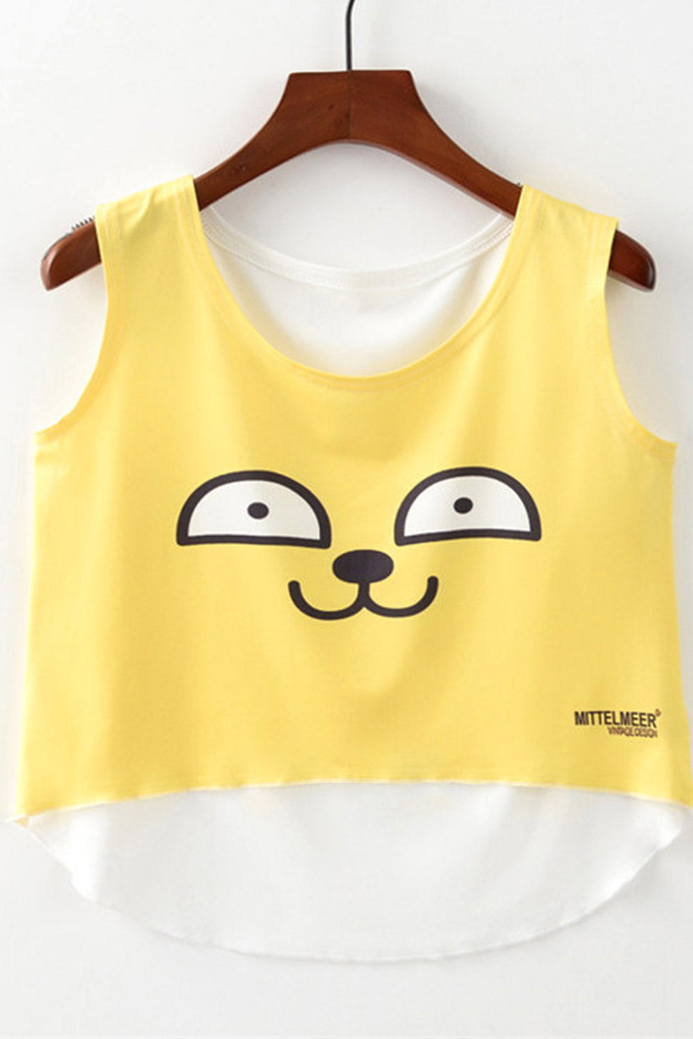 Women Cropped Length Cartoon Printed Camisole Top