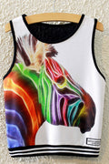 Women Colorful Print Elasticated Hem Camisole Top