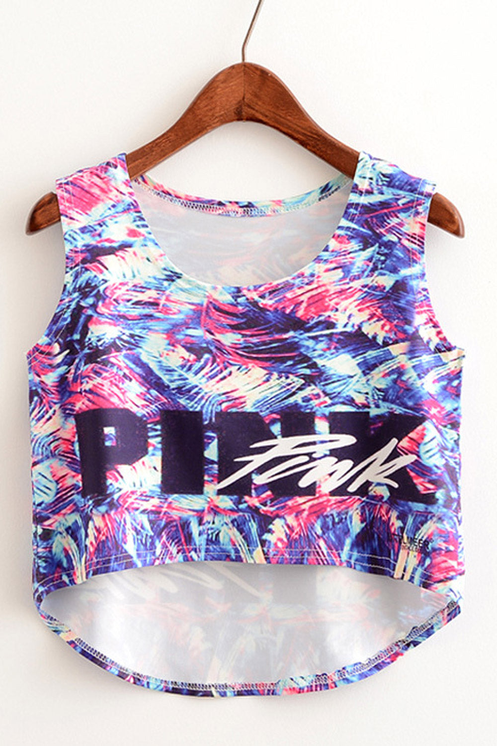 Women Sleeveless High Low Hem Printed Camisole Top