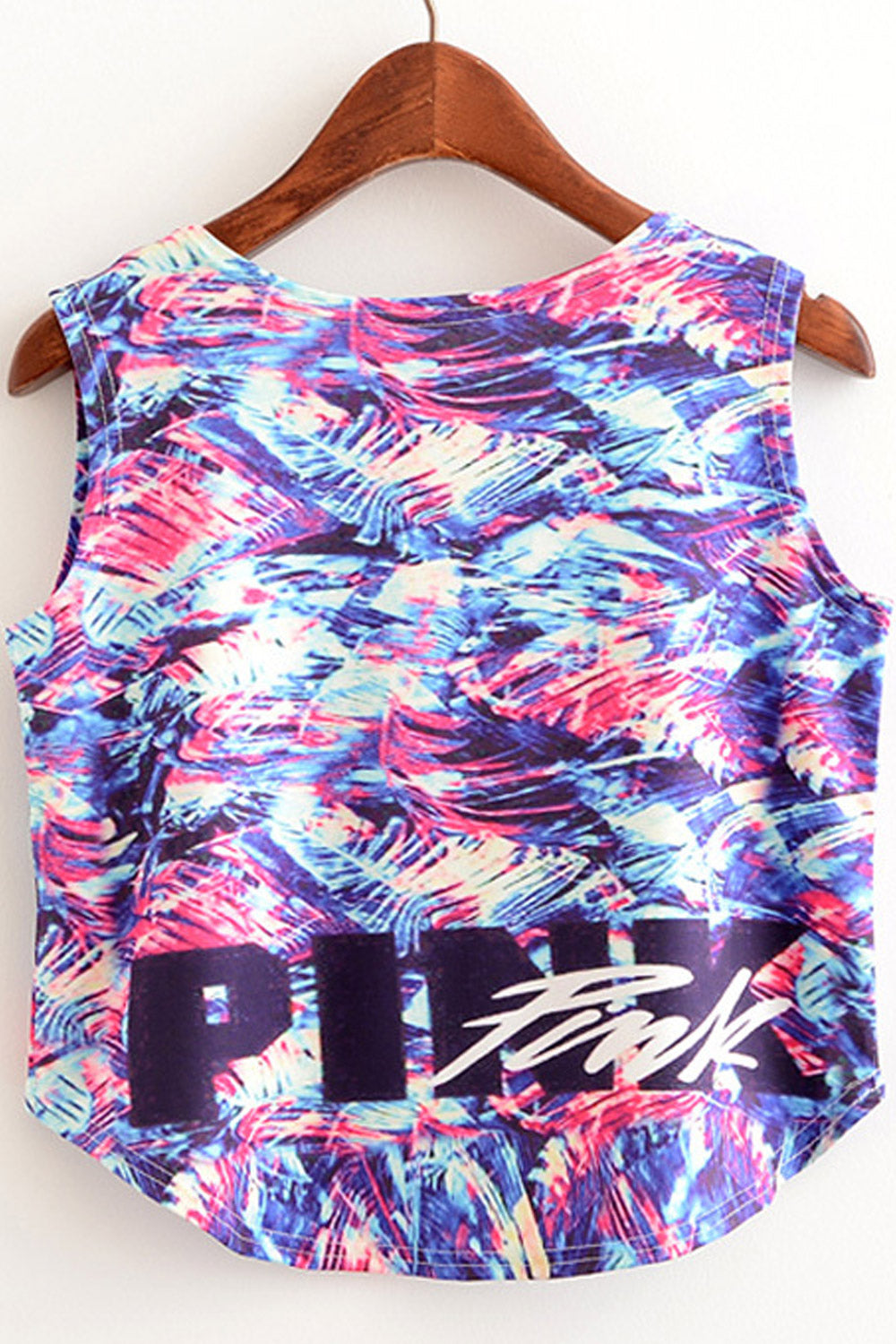 Women Sleeveless High Low Hem Printed Camisole Top