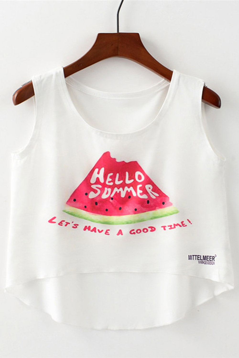 Women Cute Watermelon Print Cropped Camisole Top