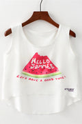 Women Cute Watermelon Print Cropped Camisole Top