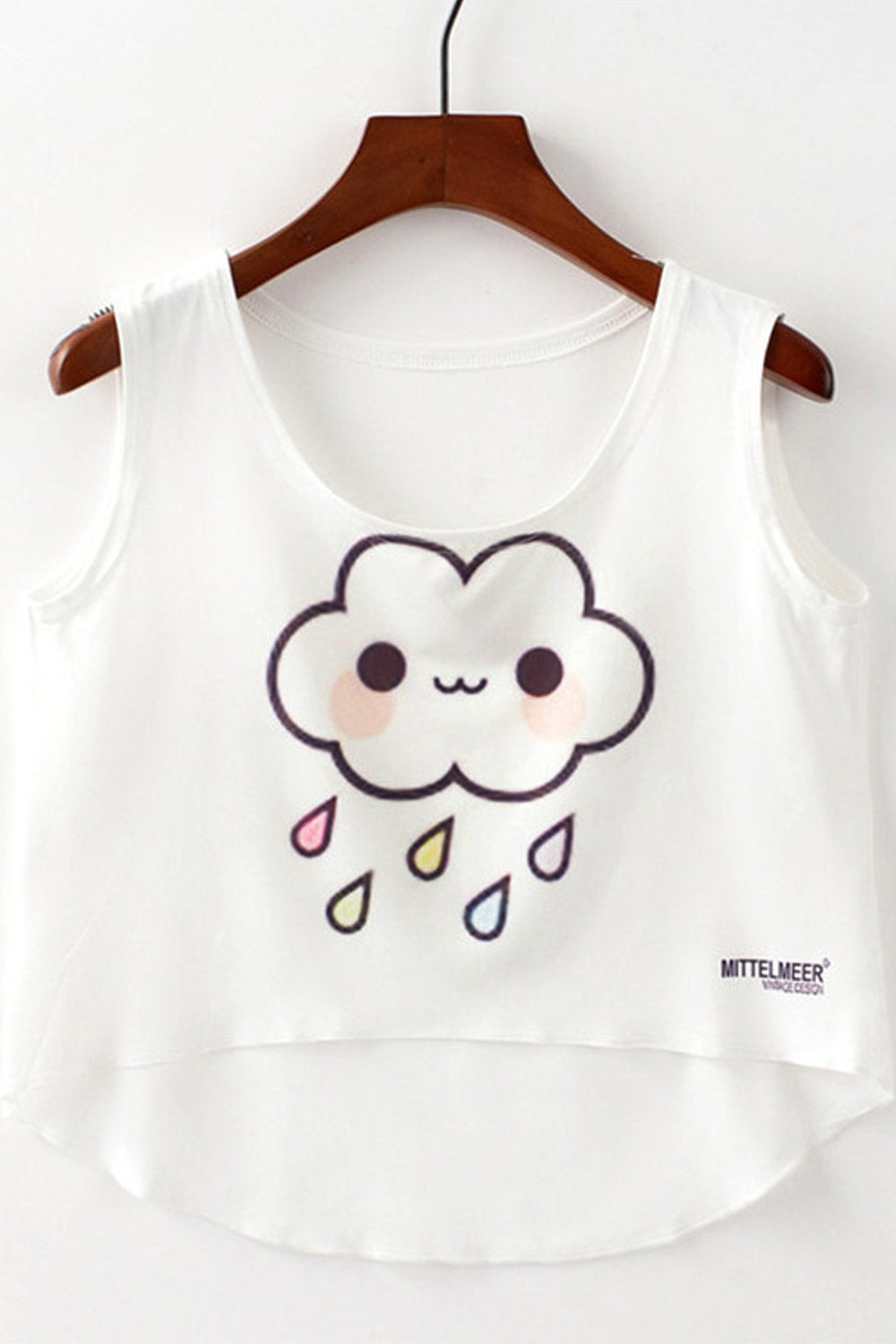 Women Rain Printed High Low Hem Camisole Top