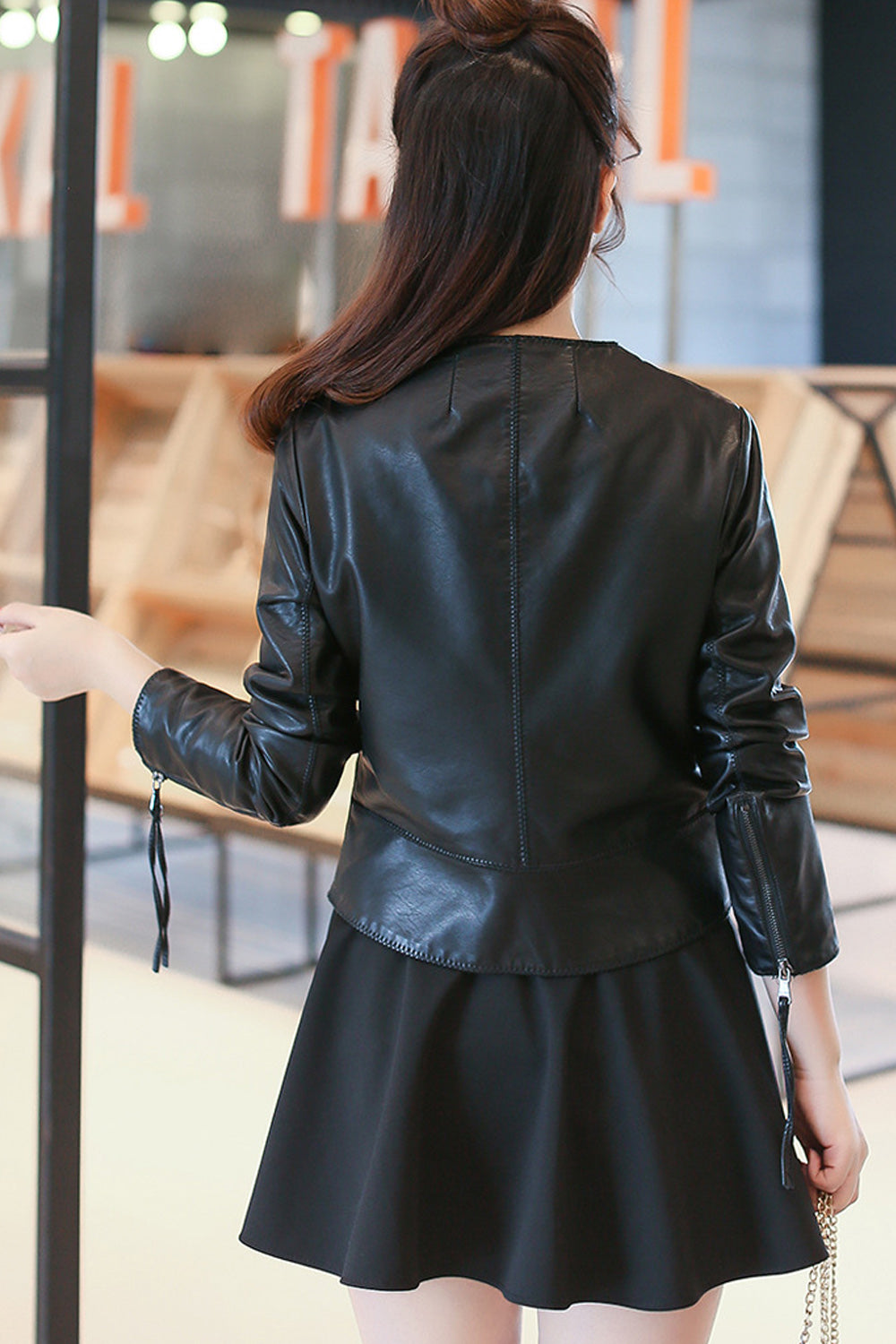 Women Comfortable Thick Warm Long Sleeve Lovely Casual Leather Jacket