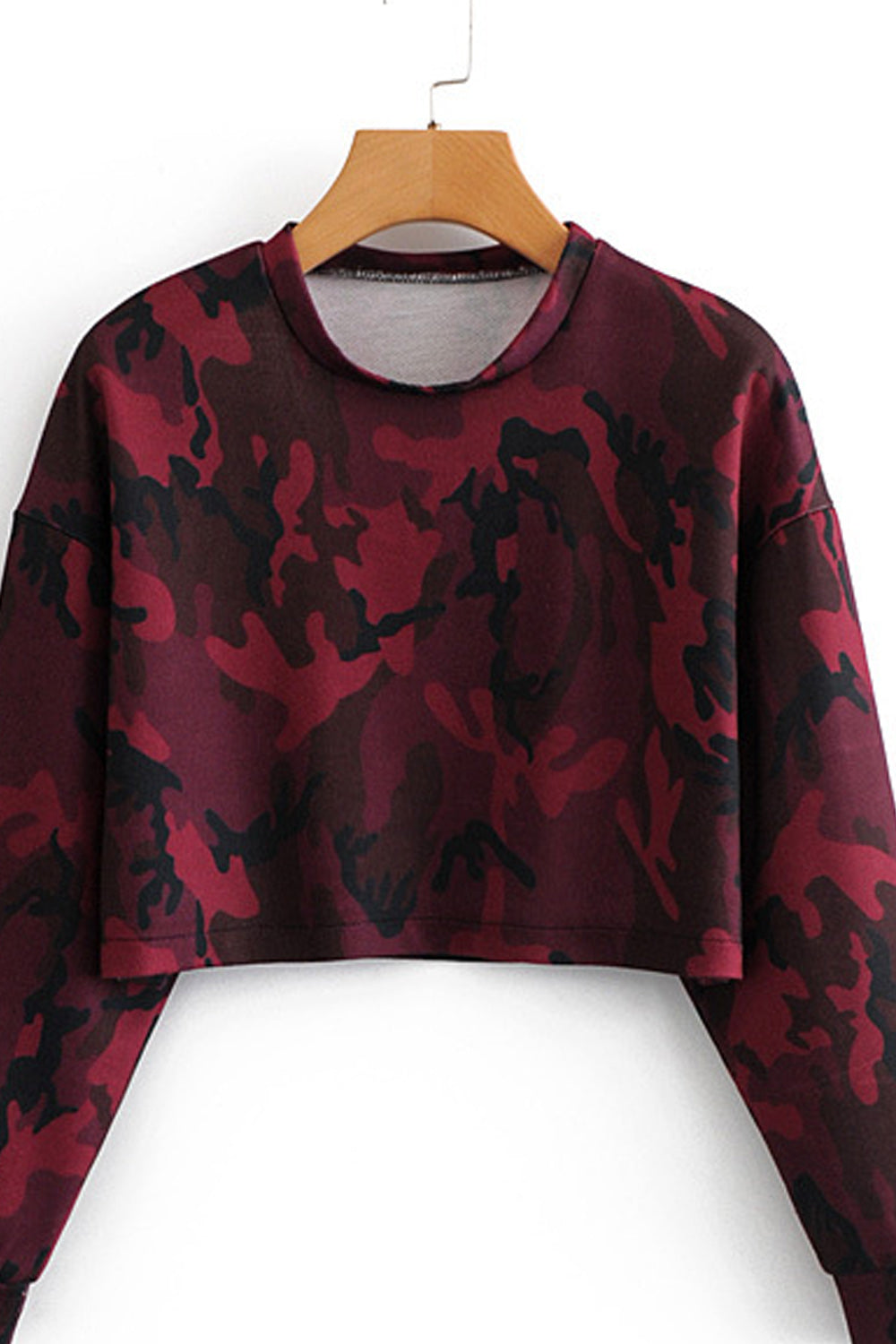 Women Long Sleeve Comfy Round Neck Camouflage Pattern Stylish Sweatshirt