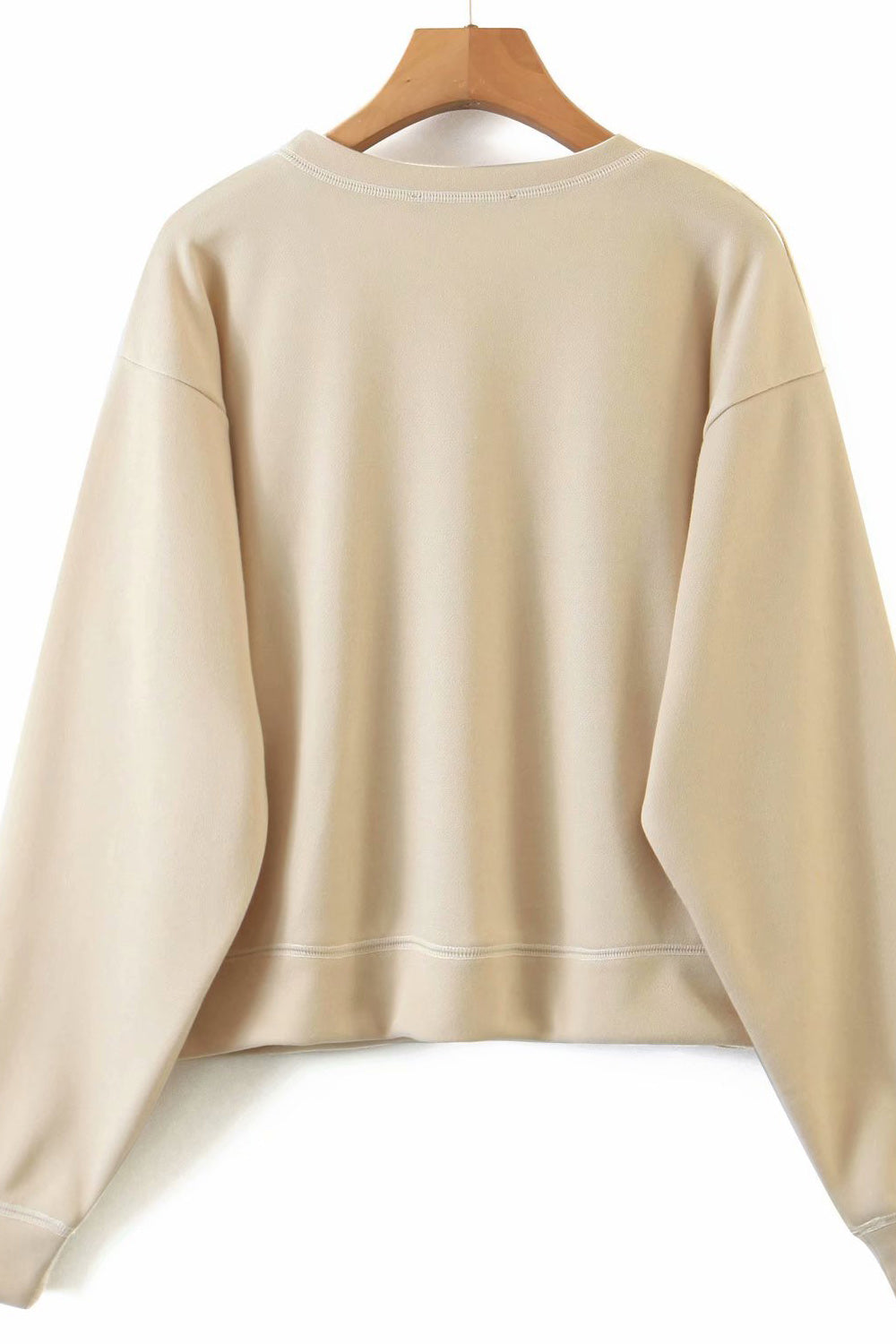 Women Easy Round Neck Long Sleeve Comfortable Ribbed Hem Sweatshirt