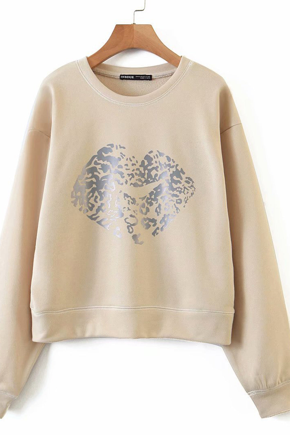 Women Easy Round Neck Long Sleeve Comfortable Ribbed Hem Sweatshirt