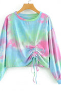 Women Round Neck Shaded Color Magnificent Long Sleeve Soft Sweatshirt