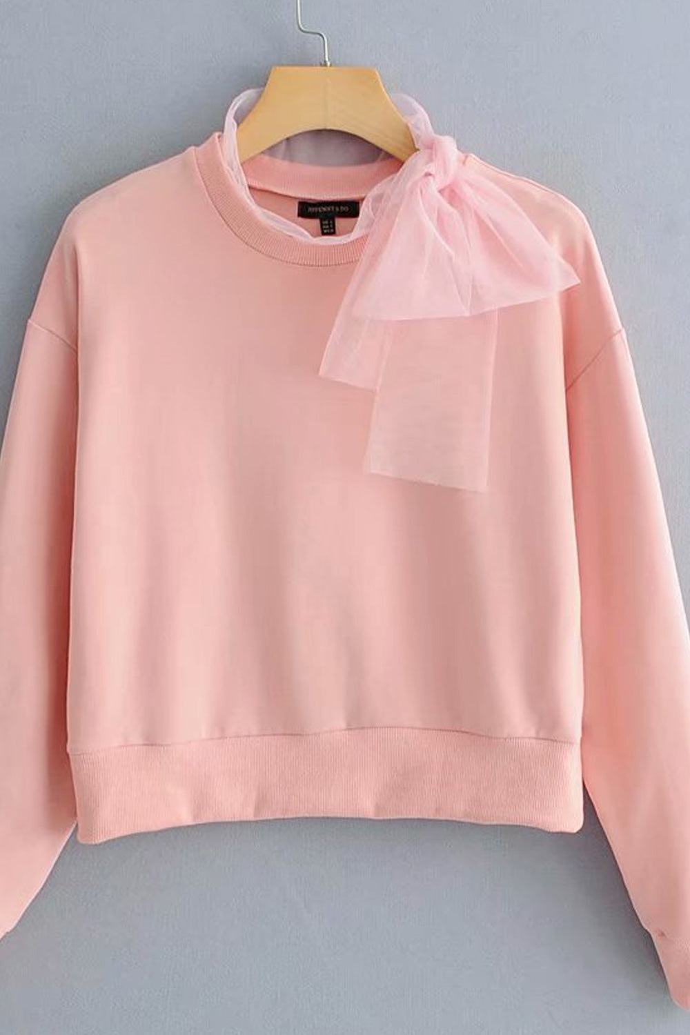 Women Warm Lace Tie Neck Long Sleeve Stylish Winter Sweatshirt