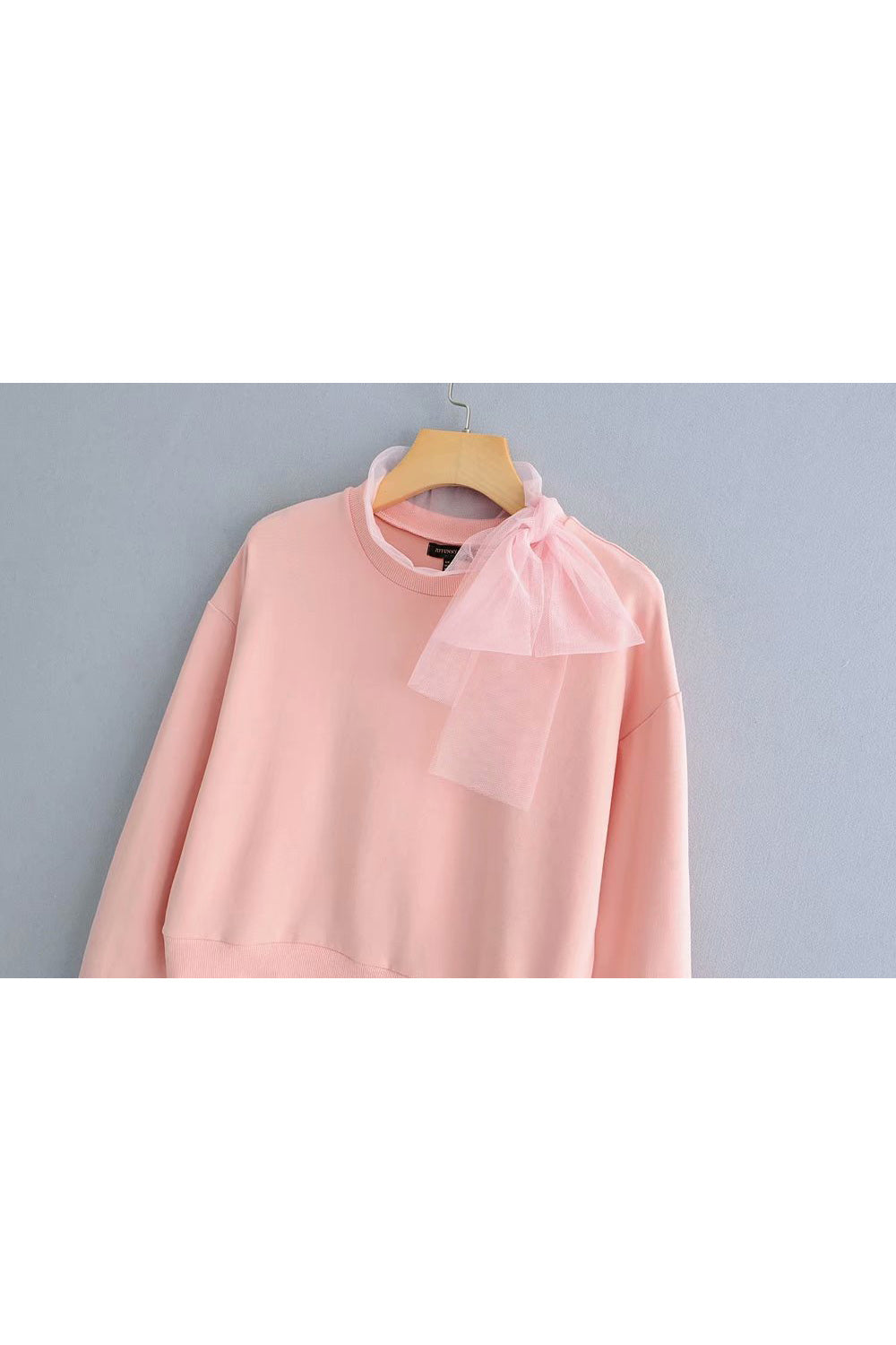 Women Warm Lace Tie Neck Long Sleeve Stylish Winter Sweatshirt