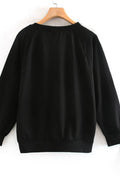 Women Micky Mouse Printed Ribbed Cuff Long Sleeve Elegant Sweatshirt