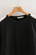 Women Easy Round Neck Ribbed Hem Long Sleeve Fashionable Sweatshirt
