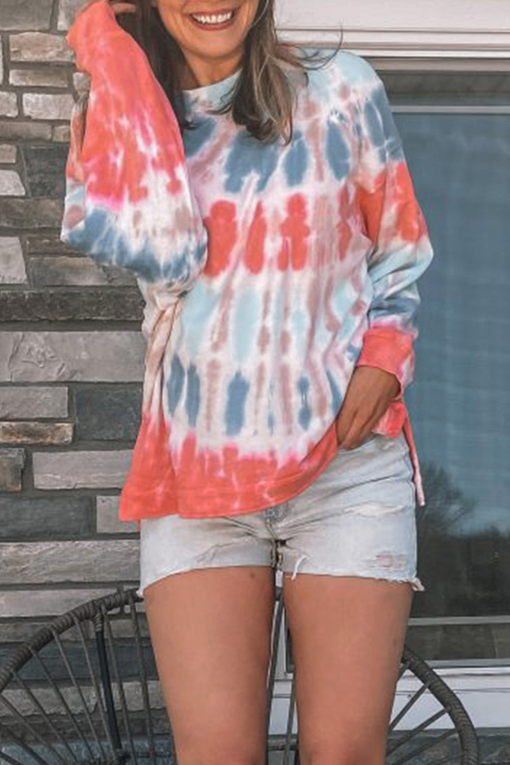 Women Long Sleeve Comfortable Shaded Color Style Charming Sweatshirt