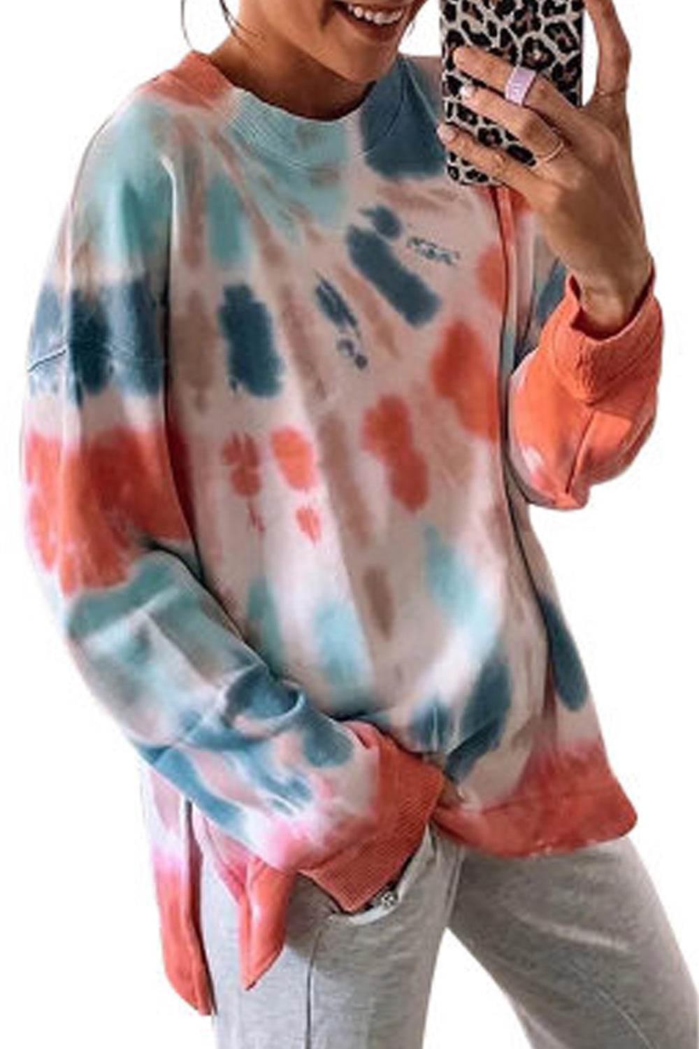 Women Long Sleeve Comfortable Shaded Color Style Charming Sweatshirt