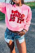 Women Loose Fit Crew Neck Letter Printed Thick Pullover Sweatshirt