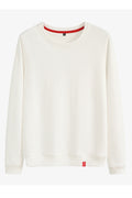 Women Elegant Round Neck Ribbed Cuff Decent Styled Sweatshirt