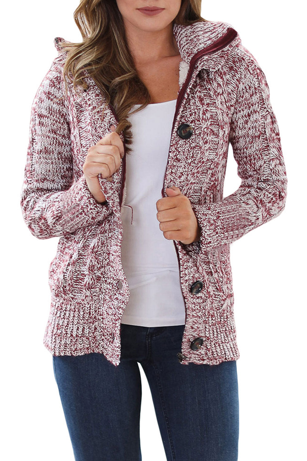 Women Autumn & Winter Button Down Pocket Style Warm Cardigan