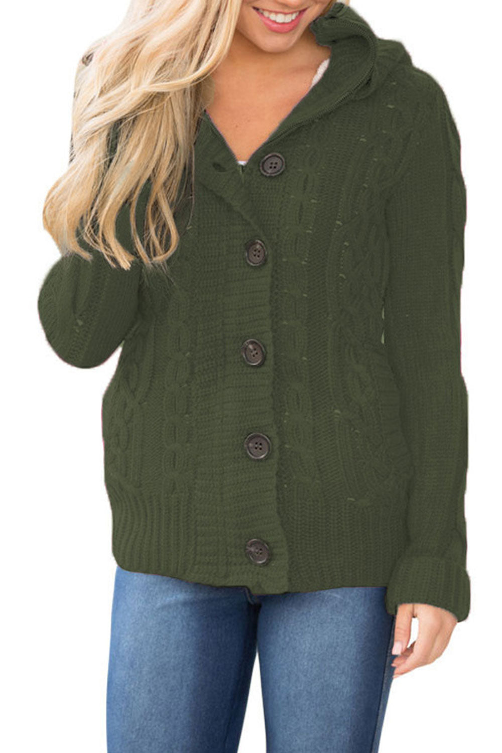 Women Autumn & Winter Button Down Pocket Style Warm Cardigan