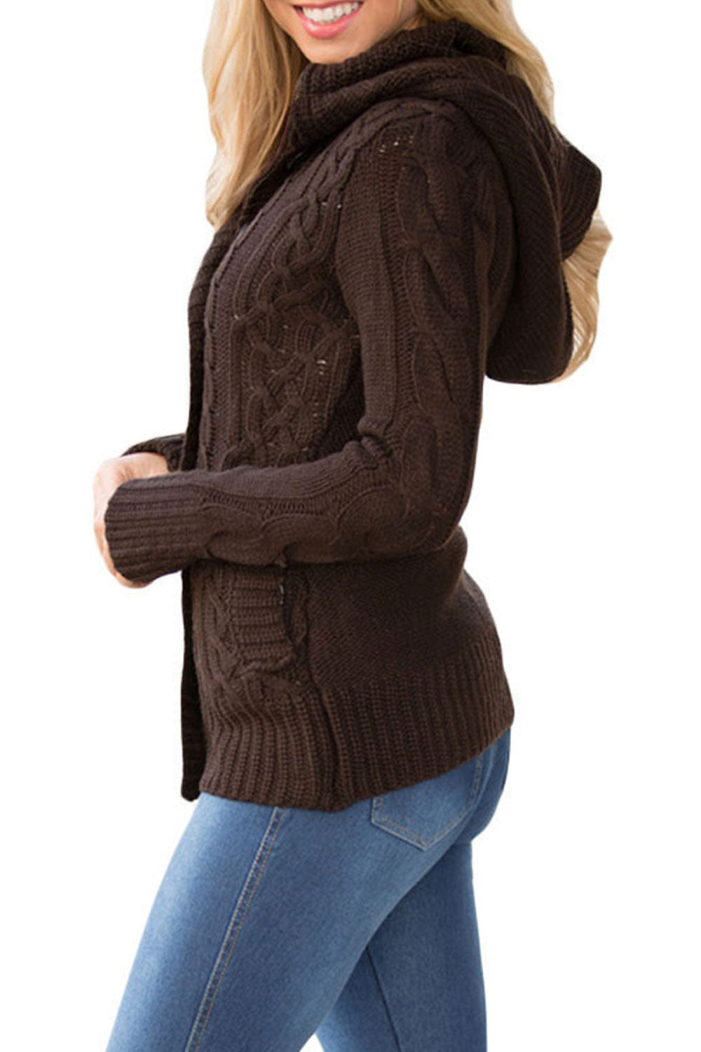 Women Autumn & Winter Button Down Pocket Style Warm Cardigan