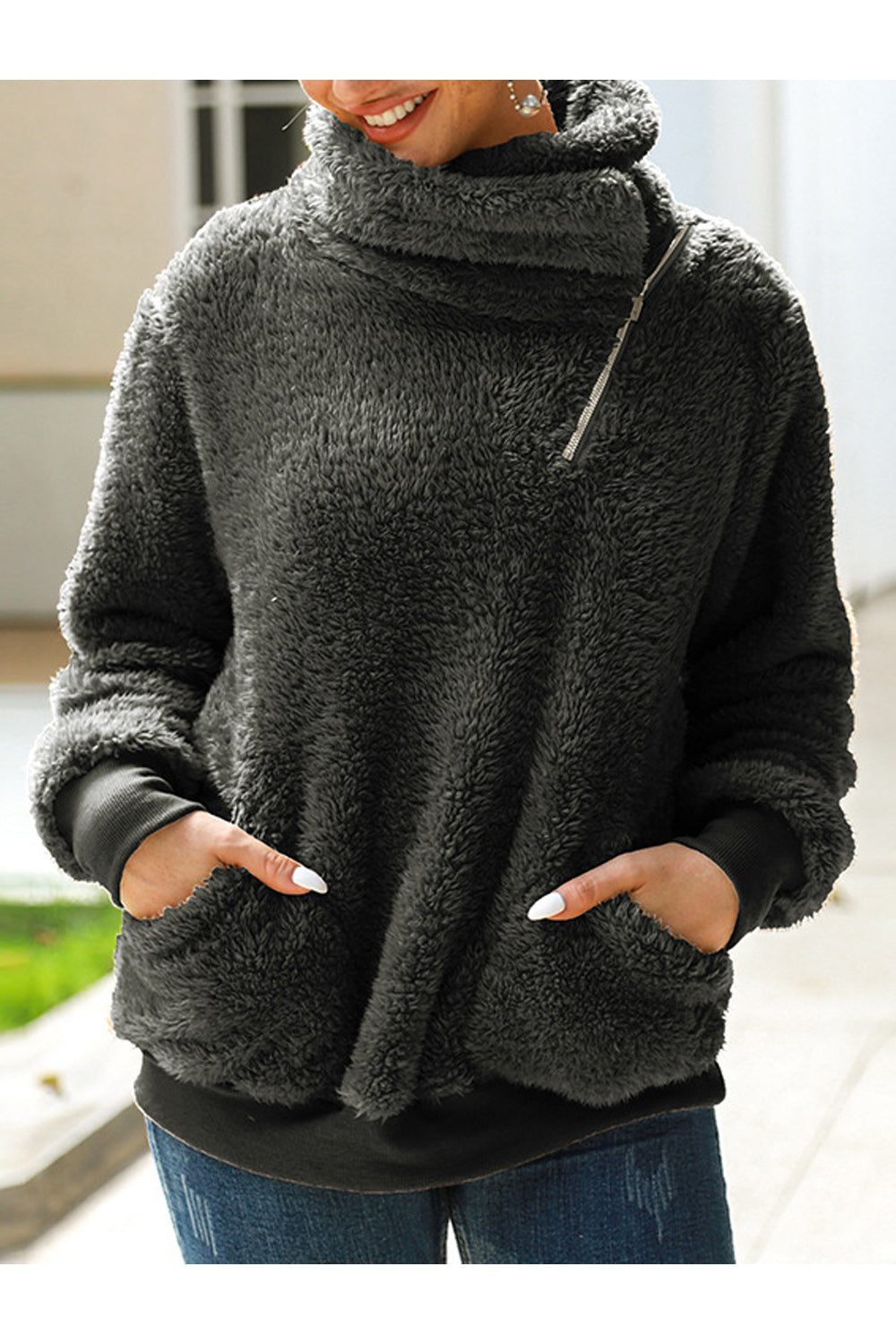 Women Collar Neck Soft Feel Elastic Hem Warm & Thick Sweater