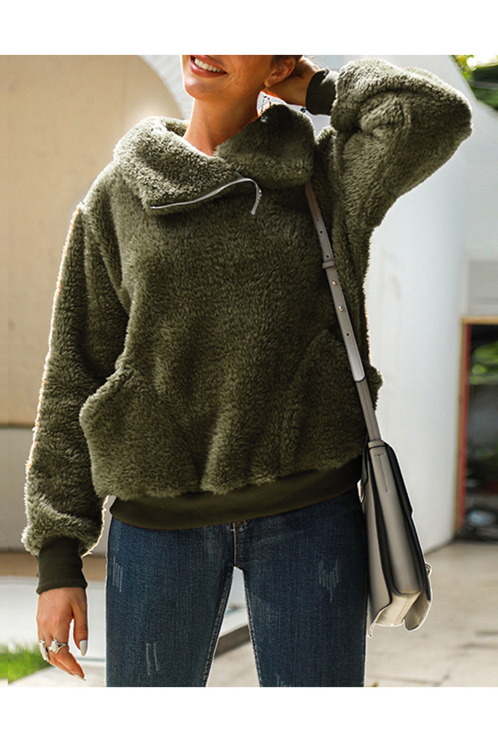 Women Collar Neck Soft Feel Elastic Hem Warm & Thick Sweater