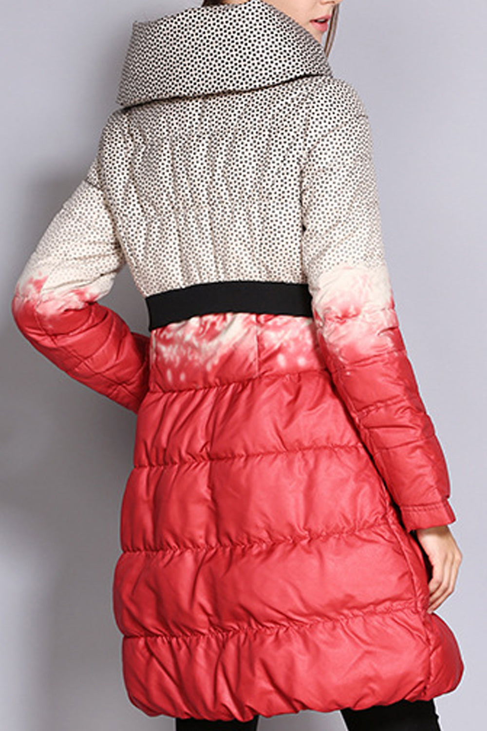 Women Double Color Long Sleeve Zipper Closure Warm Padded Jacket