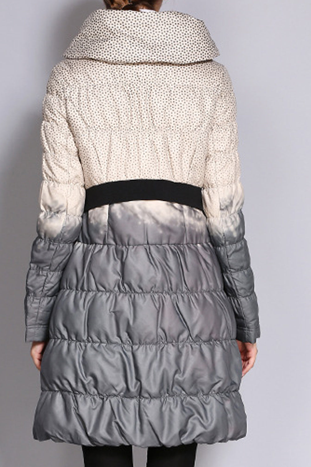 Women Double Color Long Sleeve Zipper Closure Warm Padded Jacket