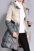 Women Double Color Long Sleeve Zipper Closure Warm Padded Jacket