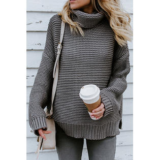 Women Warm High Collar Loose Sweater
