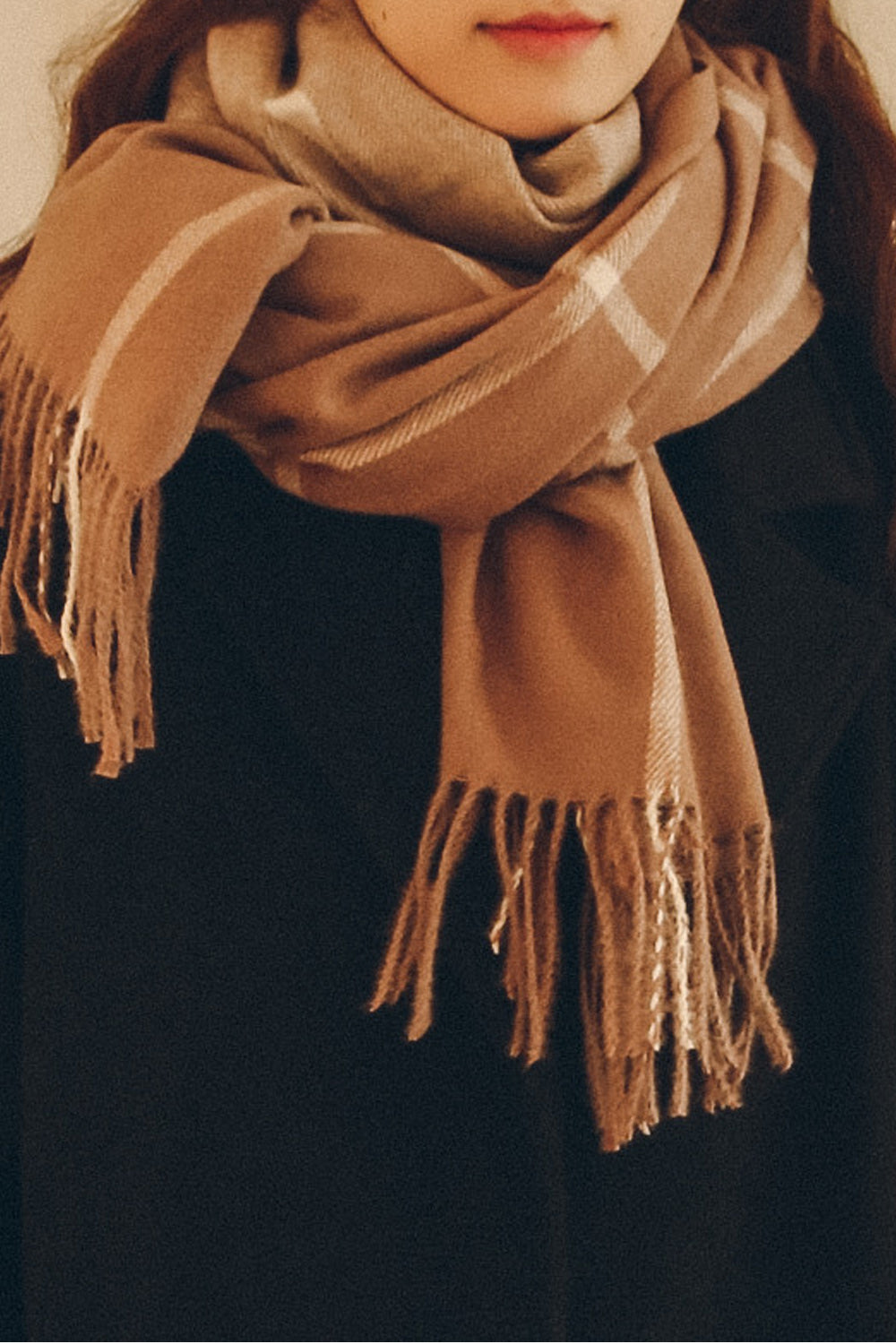 Women Perfect Casual Tassel Hem Solid Colored Muffler