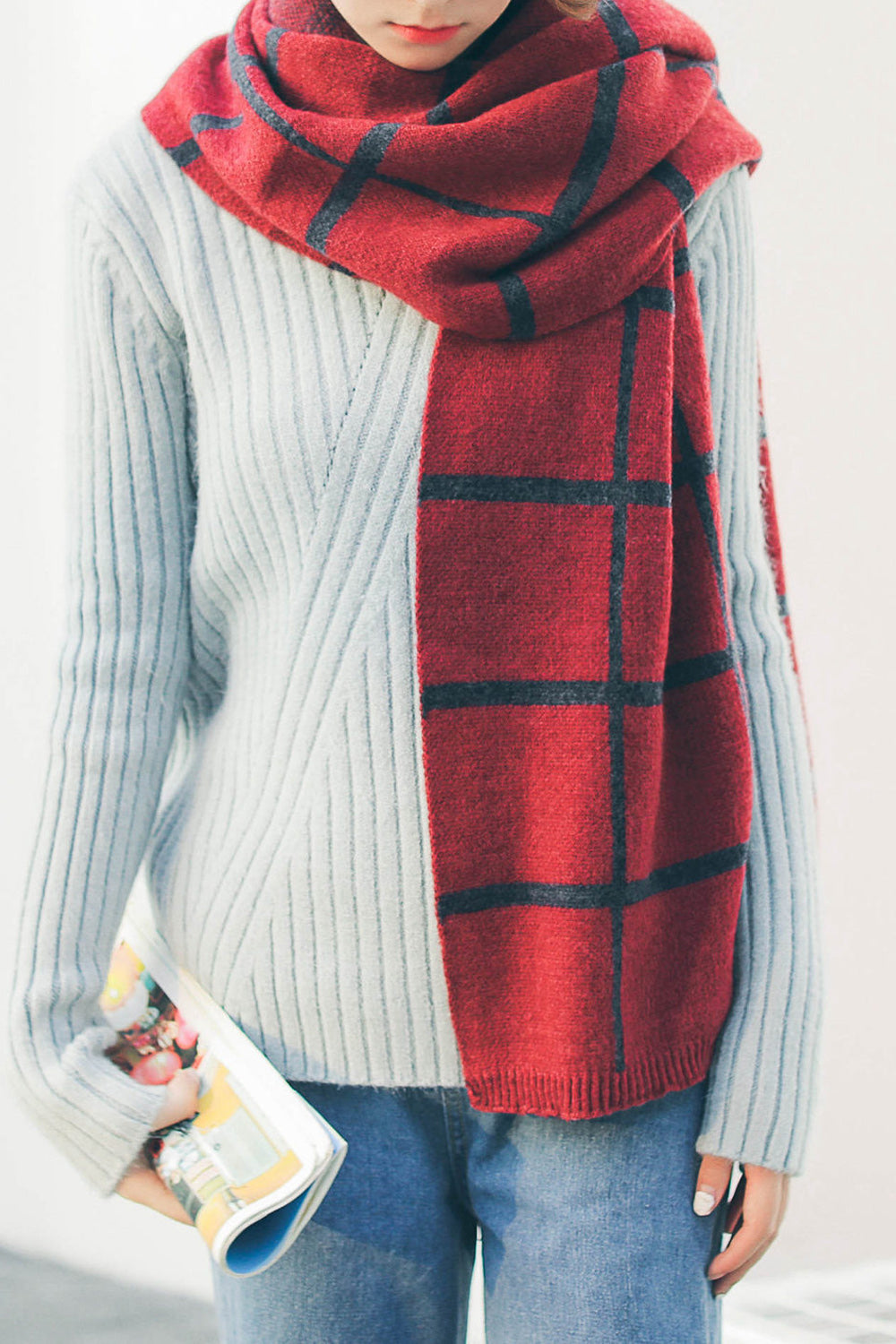 Women Cute Cashmere Lightweight Warm Solid Colored Muffler