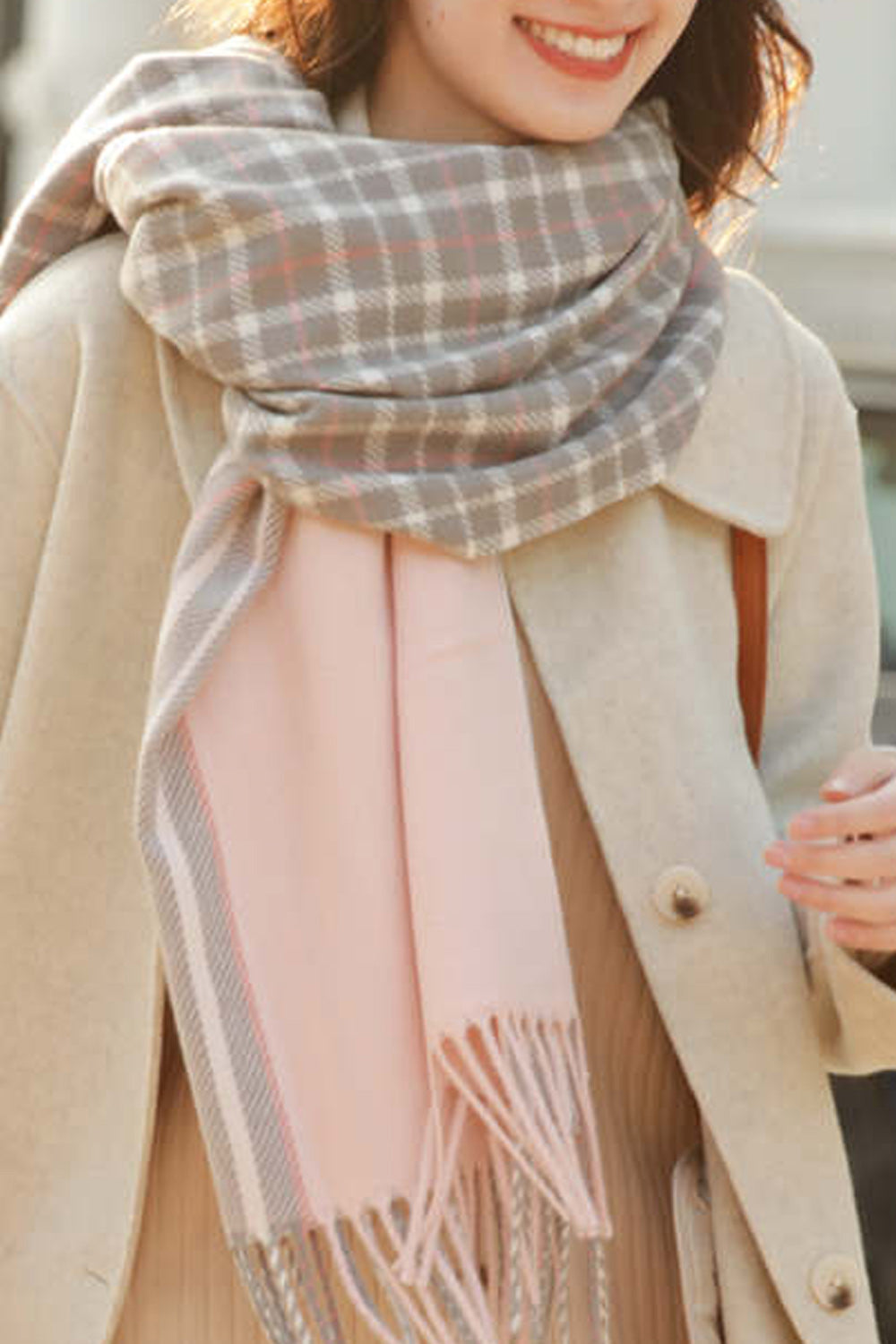 Women Stylish Plaid Pattern Comfortable Soft Casual Muffler